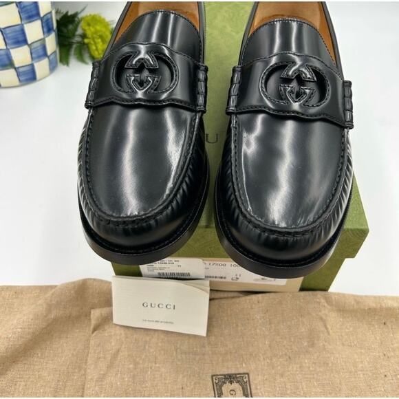 Men’s Gucci interlocking GG Leather loafers size 11 made in Italy main image 12